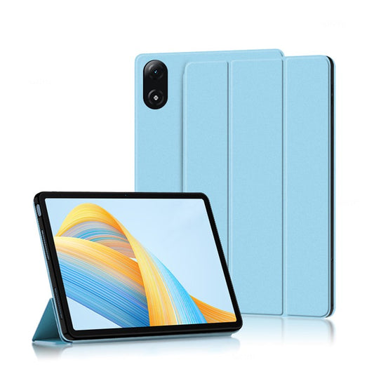 For Honor Pad V8 Pro 12.1-inch Tri-fold Stand Folio Tablet Case Protective Cover PU Leather Tablet Cover - Blue