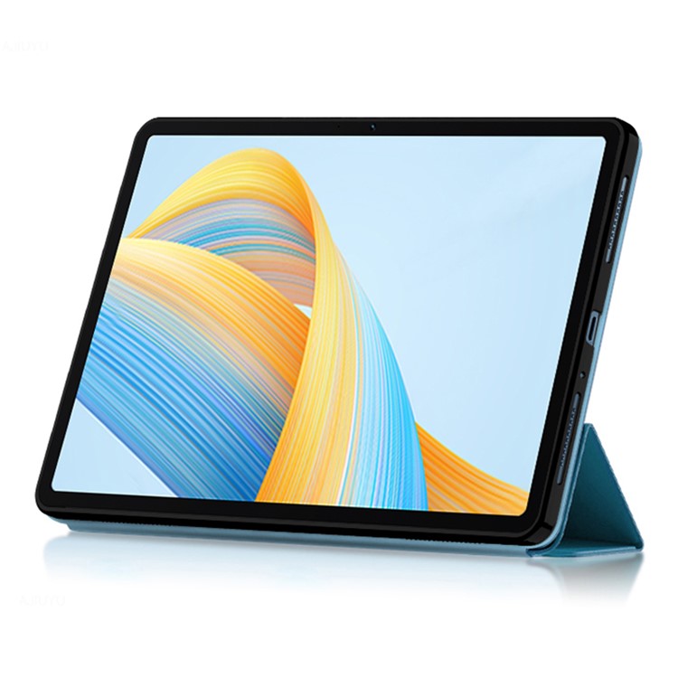 For Honor Pad V8 Pro 12.1-inch Tri-fold Stand Folio Tablet Case Protective Cover PU Leather Tablet Cover - Blue