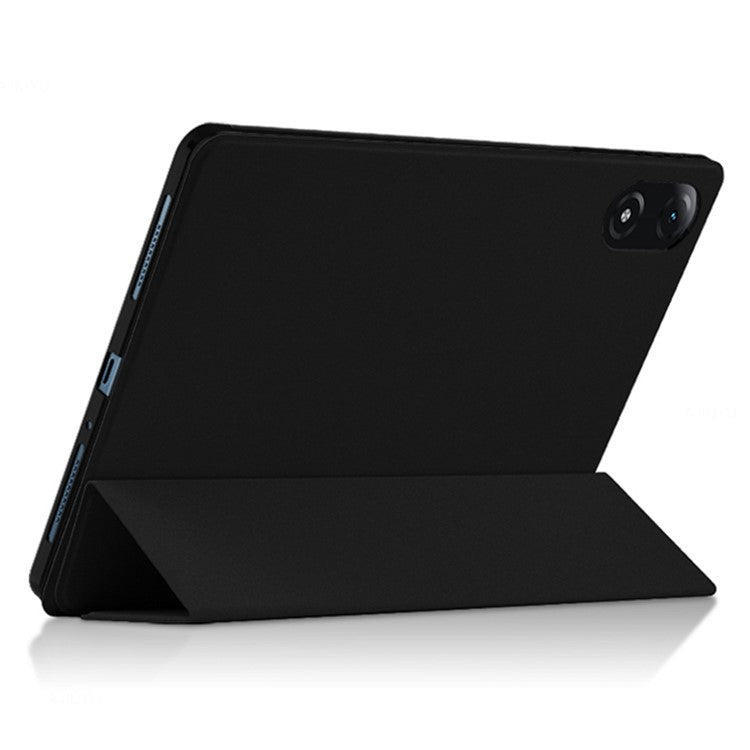 For Honor Pad V8 Pro 12.1-inch Tri-fold Stand Folio Tablet Case Protective Cover PU Leather Tablet Cover - Black