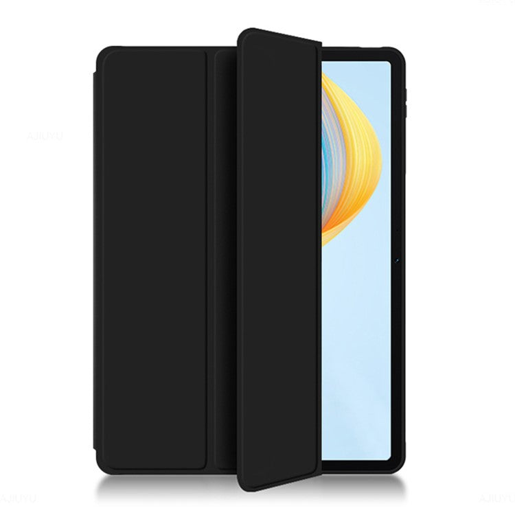 For Honor Pad V8 Pro 12.1-inch Tri-fold Stand Folio Tablet Case Protective Cover PU Leather Tablet Cover - Black