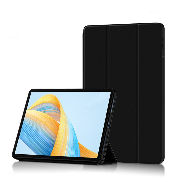 For Honor Pad V8 Pro 12.1-inch Tri-fold Stand Folio Tablet Case Protective Cover PU Leather Tablet Cover - Black