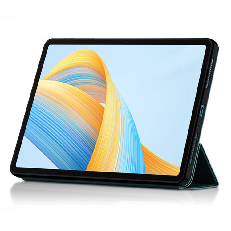 For Honor Pad V8 Pro 12.1-inch Tri-fold Stand Folio Tablet Case Protective Cover PU Leather Tablet Cover - Green