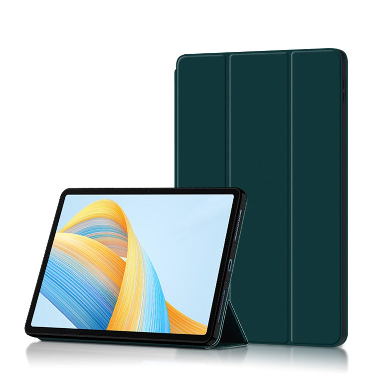 For Honor Pad V8 Pro 12.1-inch Tri-fold Stand Folio Tablet Case Protective Cover PU Leather Tablet Cover - Green