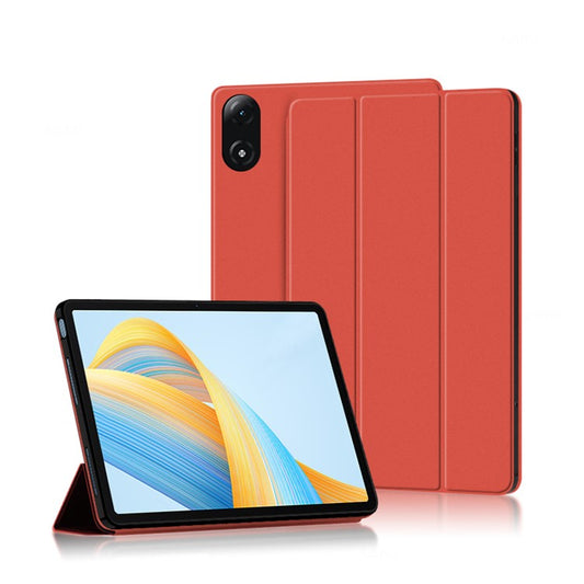 For Honor Pad V8 Pro 12.1-inch Tri-fold Stand Folio Tablet Case Protective Cover PU Leather Tablet Cover - Red