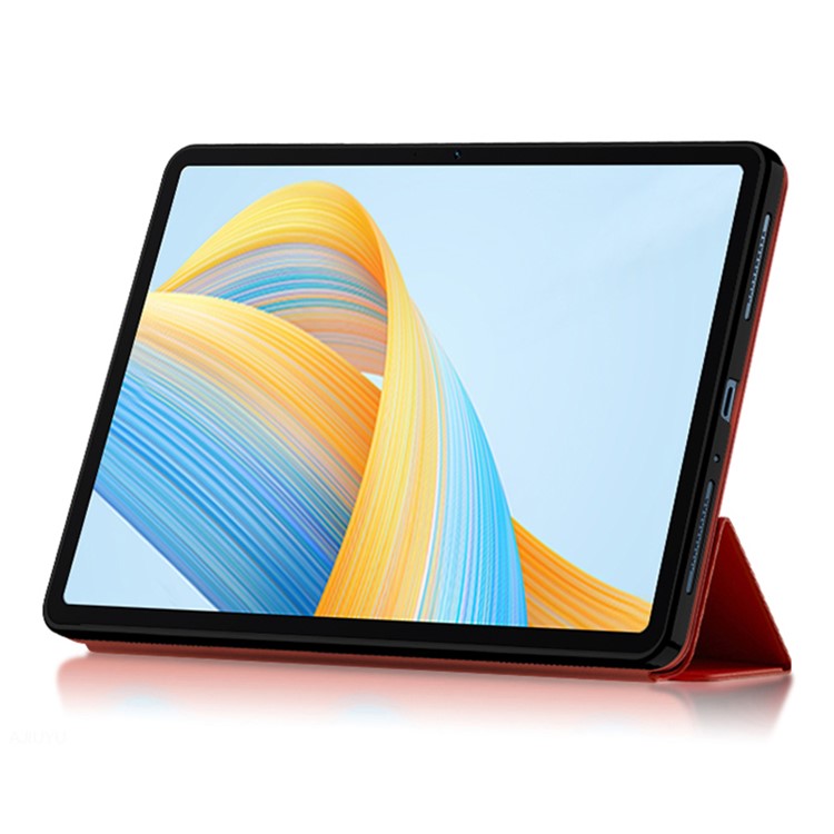 For Honor Pad V8 Pro 12.1-inch Tri-fold Stand Folio Tablet Case Protective Cover PU Leather Tablet Cover - Red