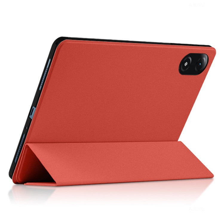 For Honor Pad V8 Pro 12.1-inch Tri-fold Stand Folio Tablet Case Protective Cover PU Leather Tablet Cover - Red