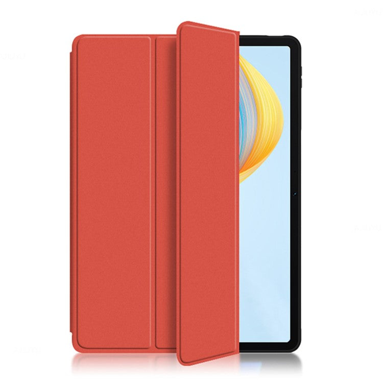 For Honor Pad V8 Pro 12.1-inch Tri-fold Stand Folio Tablet Case Protective Cover PU Leather Tablet Cover - Red