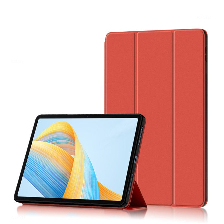 For Honor Pad V8 Pro 12.1-inch Tri-fold Stand Folio Tablet Case Protective Cover PU Leather Tablet Cover - Red
