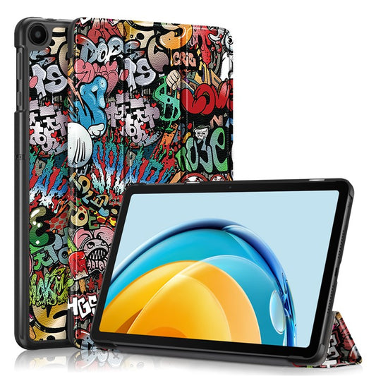 PU Leather Case for Huawei MatePad SE 10.4-inch, Pattern Printing Tri-fold Stand Tablet Cover - Graffiti