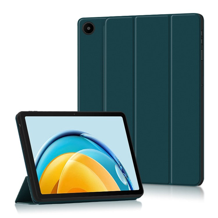 For Huawei MatePad SE 10.4-inch Tri-fold Stand Tablet Case PU Leather Protective Tablet Cover - Green