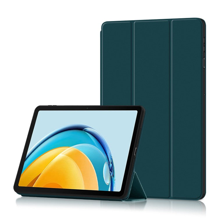 For Huawei MatePad SE 10.4-inch Tri-fold Stand Tablet Case PU Leather Protective Tablet Cover - Green
