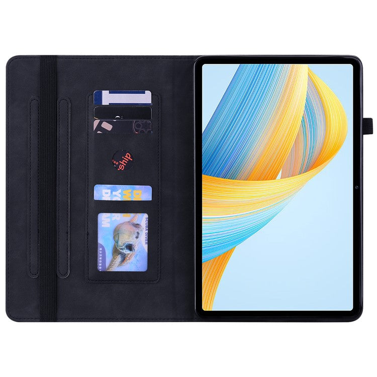 For Honor Pad V8 Pro PU Leather Stand Case Zipper Pocket Card Holder Tablet Cover with Auto Wake / Sleep - Black
