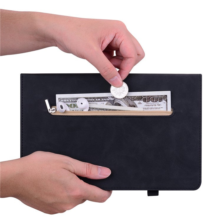 For Honor Pad V8 Pro PU Leather Stand Case Zipper Pocket Card Holder Tablet Cover with Auto Wake / Sleep - Black