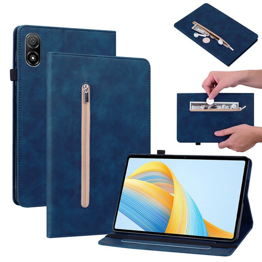 For Honor Pad V8 Pro PU Leather Stand Case Zipper Pocket Card Holder Tablet Cover with Auto Wake / Sleep - Dark Blue