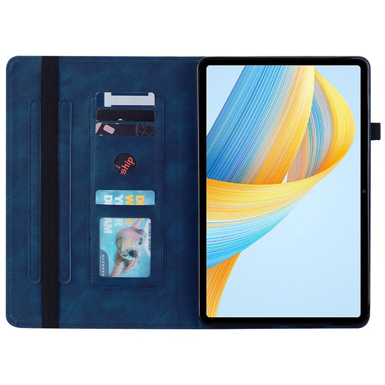 For Honor Pad V8 Pro PU Leather Stand Case Zipper Pocket Card Holder Tablet Cover with Auto Wake / Sleep - Dark Blue