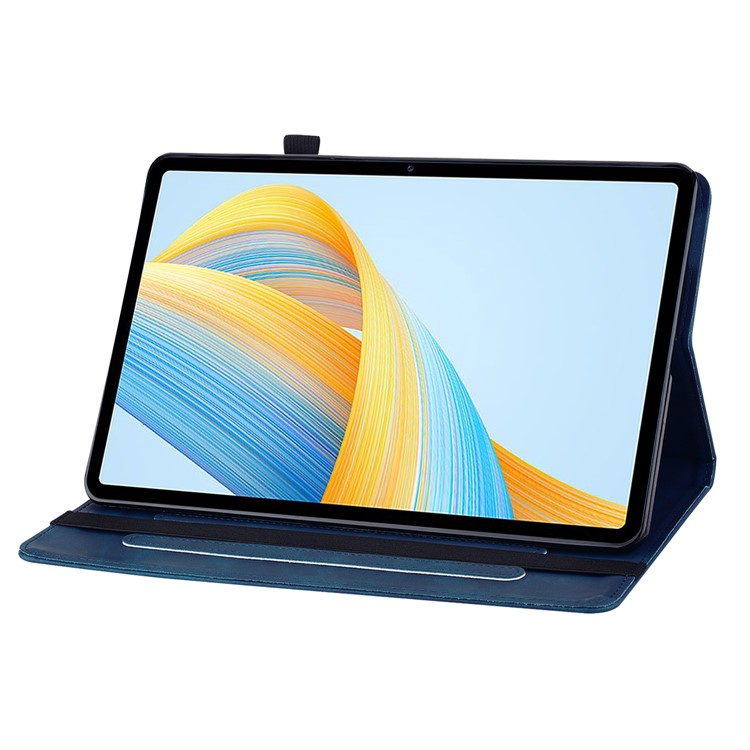 For Honor Pad V8 Pro PU Leather Stand Case Zipper Pocket Card Holder Tablet Cover with Auto Wake / Sleep - Dark Blue