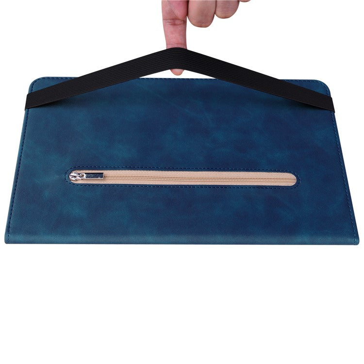 For Honor Pad V8 Pro PU Leather Stand Case Zipper Pocket Card Holder Tablet Cover with Auto Wake / Sleep - Dark Blue
