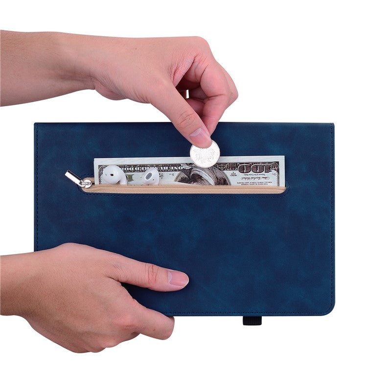 For Honor Pad V8 Pro PU Leather Stand Case Zipper Pocket Card Holder Tablet Cover with Auto Wake / Sleep - Dark Blue