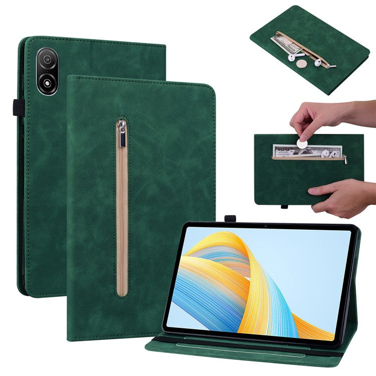 For Honor Pad V8 Pro PU Leather Stand Case Zipper Pocket Card Holder Tablet Cover with Auto Wake / Sleep - Green