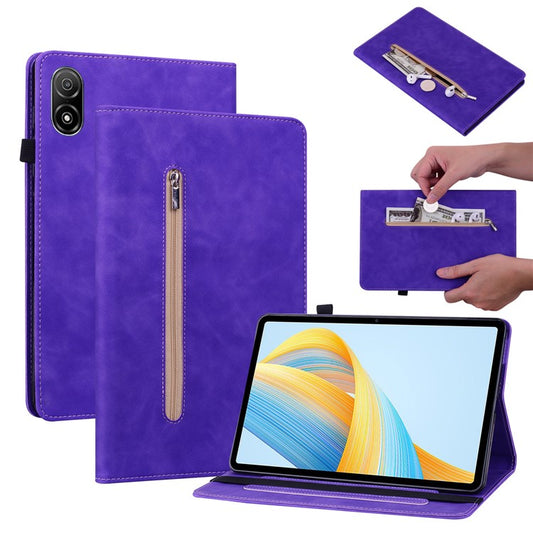 For Honor Pad V8 Pro PU Leather Stand Case Zipper Pocket Card Holder Tablet Cover with Auto Wake / Sleep - Purple