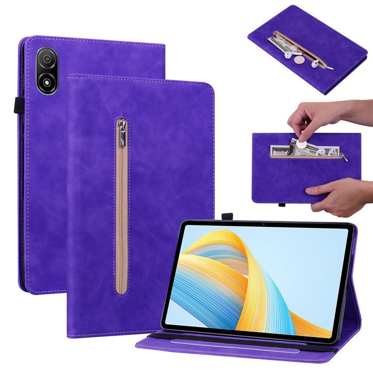 For Honor Pad V8 Pro PU Leather Stand Case Zipper Pocket Card Holder Tablet Cover with Auto Wake / Sleep - Purple