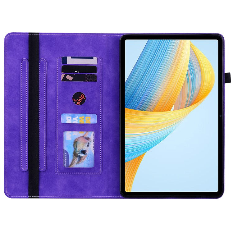 For Honor Pad V8 Pro PU Leather Stand Case Zipper Pocket Card Holder Tablet Cover with Auto Wake / Sleep - Purple