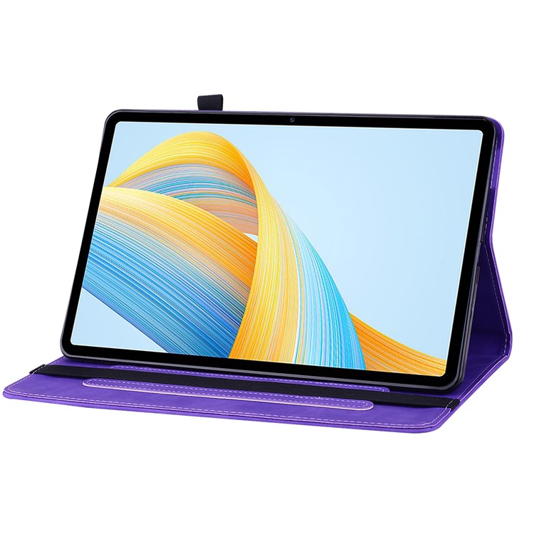 For Honor Pad V8 Pro PU Leather Stand Case Zipper Pocket Card Holder Tablet Cover with Auto Wake / Sleep - Purple