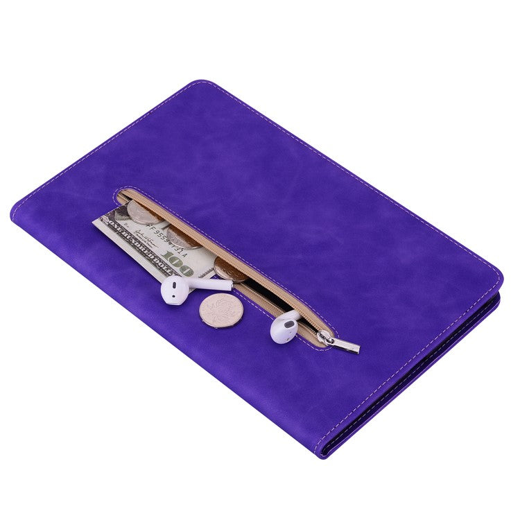 For Honor Pad V8 Pro PU Leather Stand Case Zipper Pocket Card Holder Tablet Cover with Auto Wake / Sleep - Purple