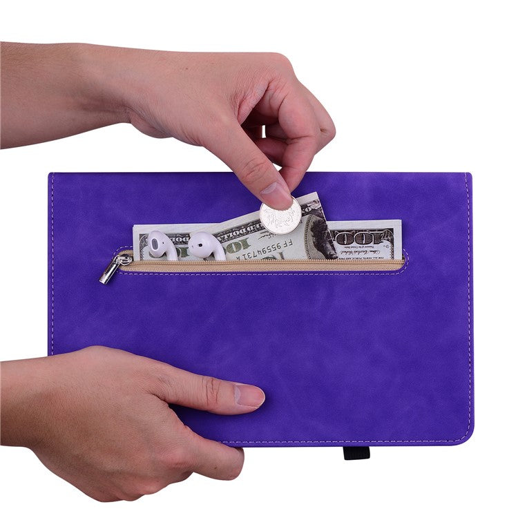 For Honor Pad V8 Pro PU Leather Stand Case Zipper Pocket Card Holder Tablet Cover with Auto Wake / Sleep - Purple