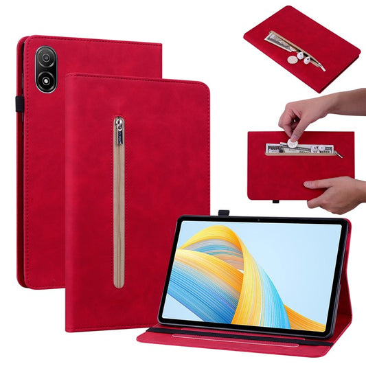 For Honor Pad V8 Pro PU Leather Stand Case Zipper Pocket Card Holder Tablet Cover with Auto Wake / Sleep - Red