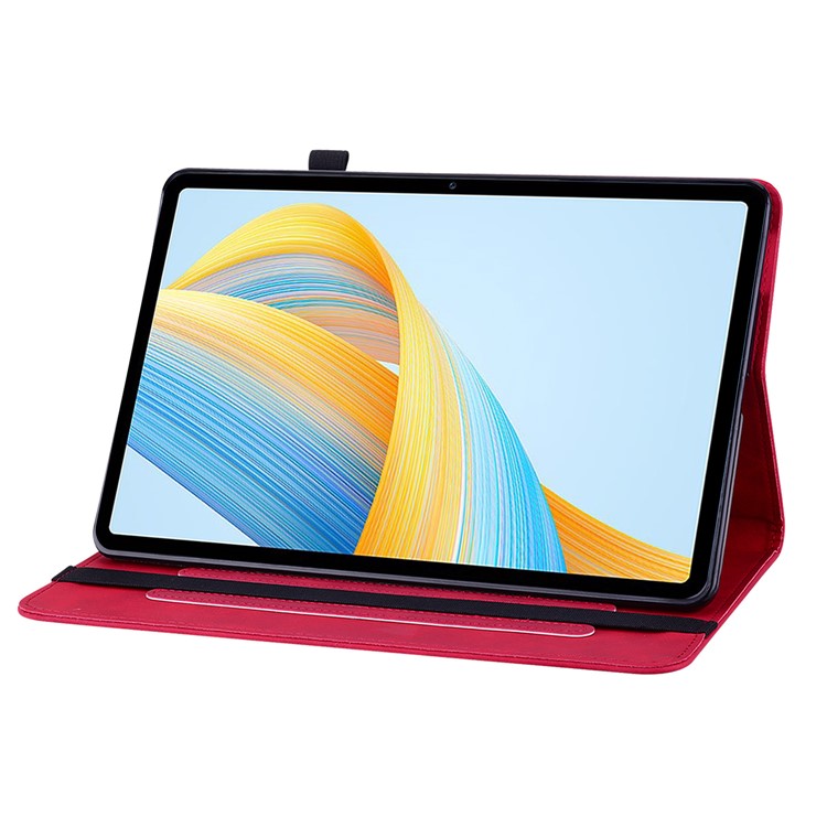 For Honor Pad V8 Pro PU Leather Stand Case Zipper Pocket Card Holder Tablet Cover with Auto Wake / Sleep - Red