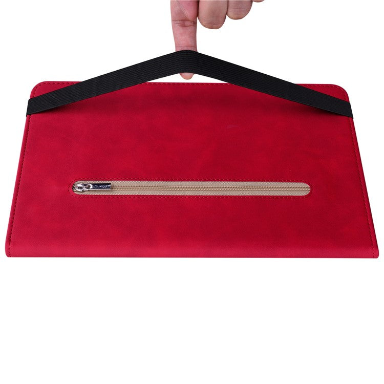 For Honor Pad V8 Pro PU Leather Stand Case Zipper Pocket Card Holder Tablet Cover with Auto Wake / Sleep - Red