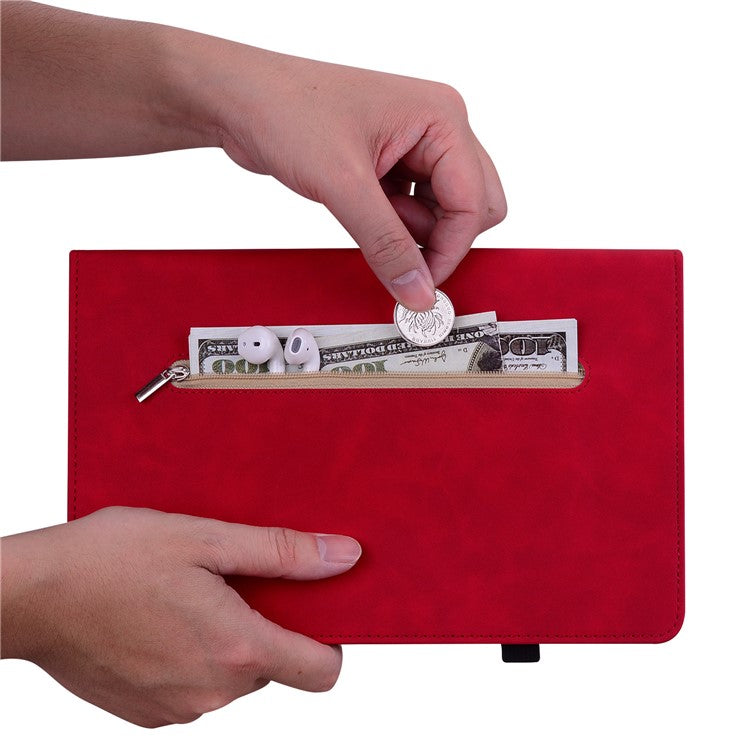 For Honor Pad V8 Pro PU Leather Stand Case Zipper Pocket Card Holder Tablet Cover with Auto Wake / Sleep - Red