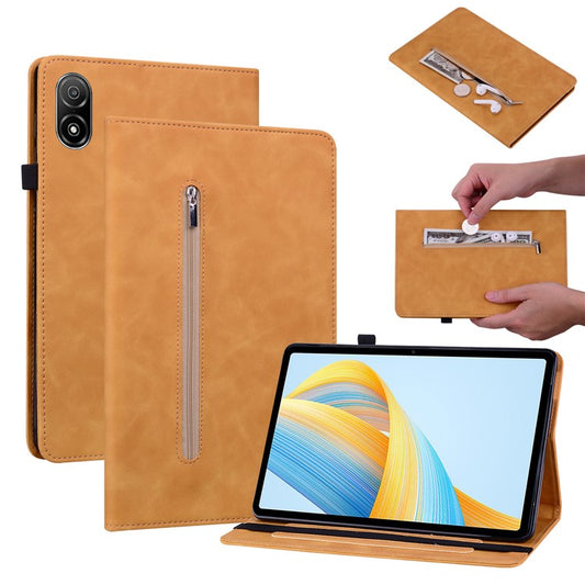 For Honor Pad V8 Pro PU Leather Stand Case Zipper Pocket Card Holder Tablet Cover with Auto Wake / Sleep - Yellow