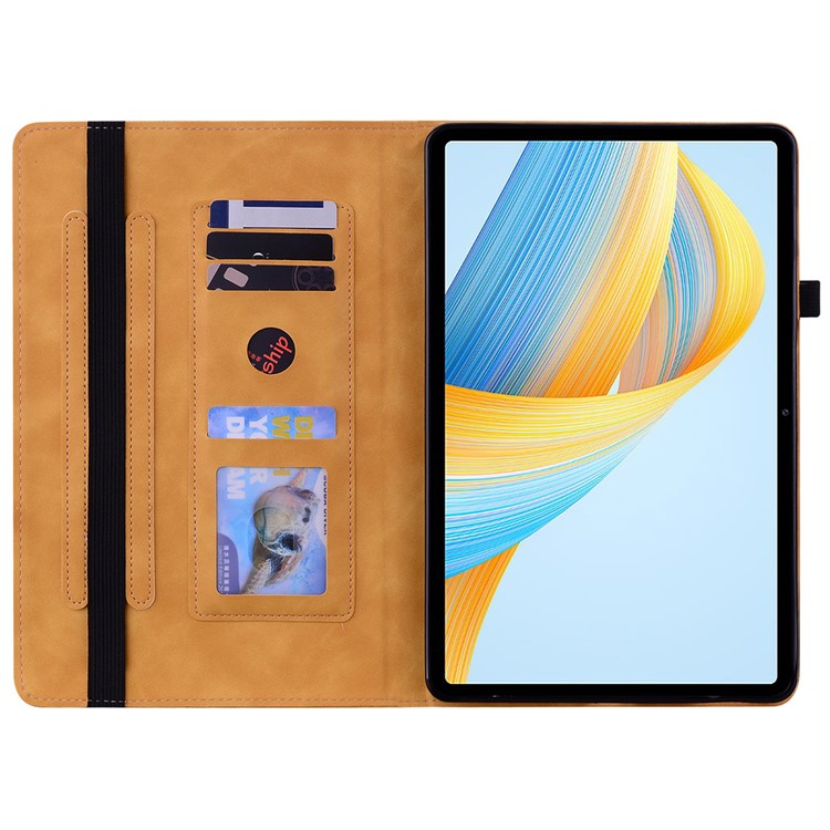 For Honor Pad V8 Pro PU Leather Stand Case Zipper Pocket Card Holder Tablet Cover with Auto Wake / Sleep - Yellow