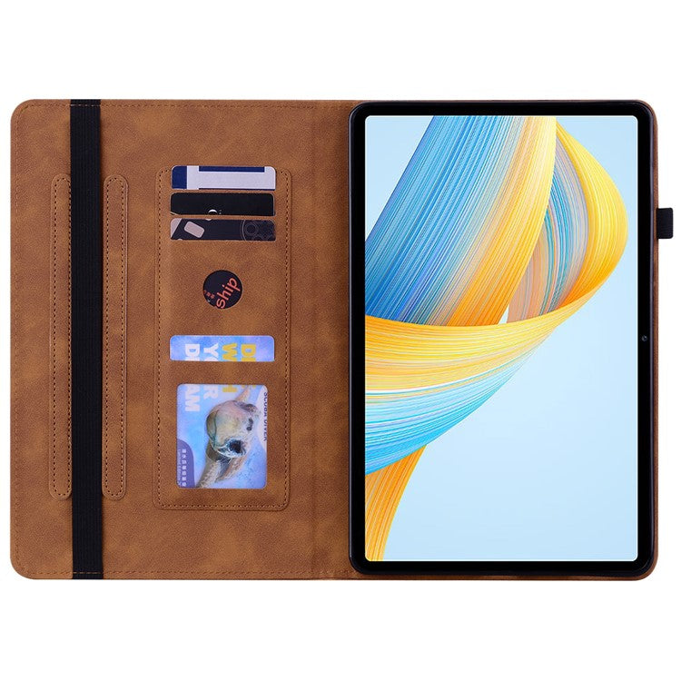 For Honor Pad V8 Pro PU Leather Stand Case Zipper Pocket Card Holder Tablet Cover with Auto Wake / Sleep - Brown