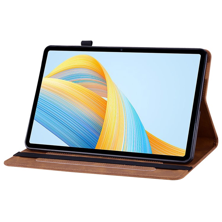 For Honor Pad V8 Pro PU Leather Stand Case Zipper Pocket Card Holder Tablet Cover with Auto Wake / Sleep - Brown
