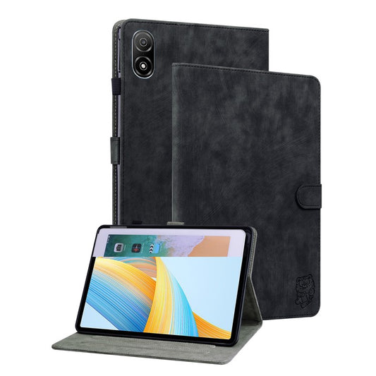 For Honor Pad V8 Pro Tablet Case PU Leather Tiger Pattern Stand Folio Protective Cover with Card Holder - Black