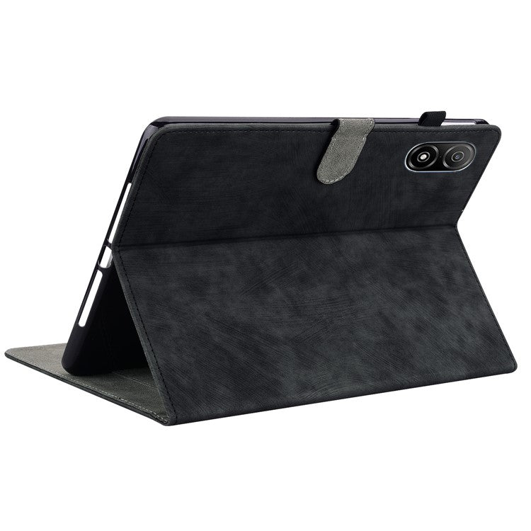 For Honor Pad V8 Pro Tablet Case PU Leather Tiger Pattern Stand Folio Protective Cover with Card Holder - Black