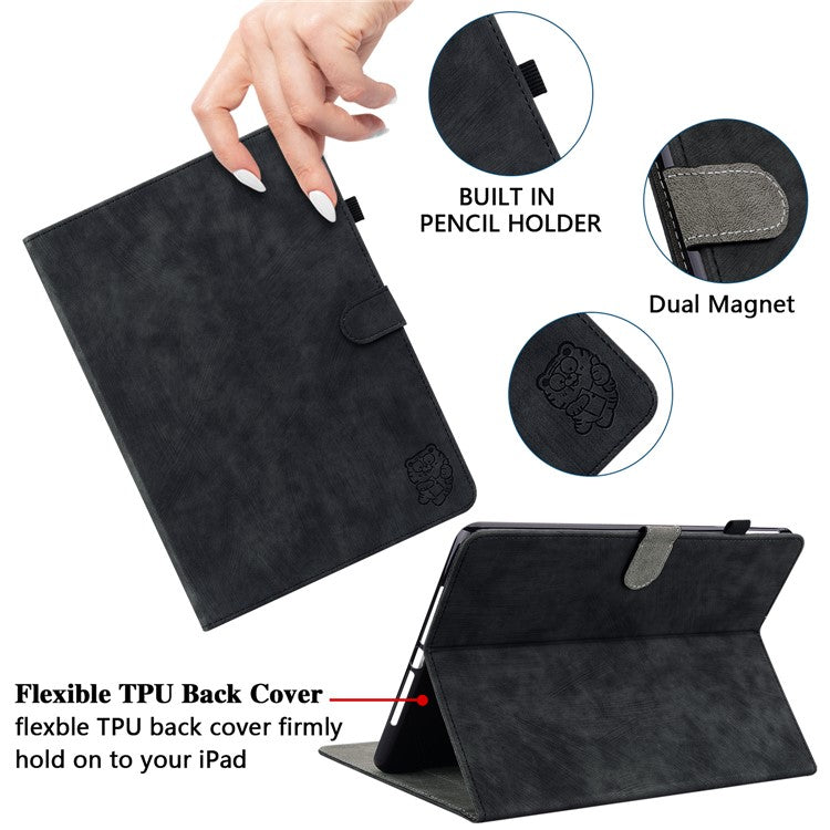 For Honor Pad V8 Pro Tablet Case PU Leather Tiger Pattern Stand Folio Protective Cover with Card Holder - Black