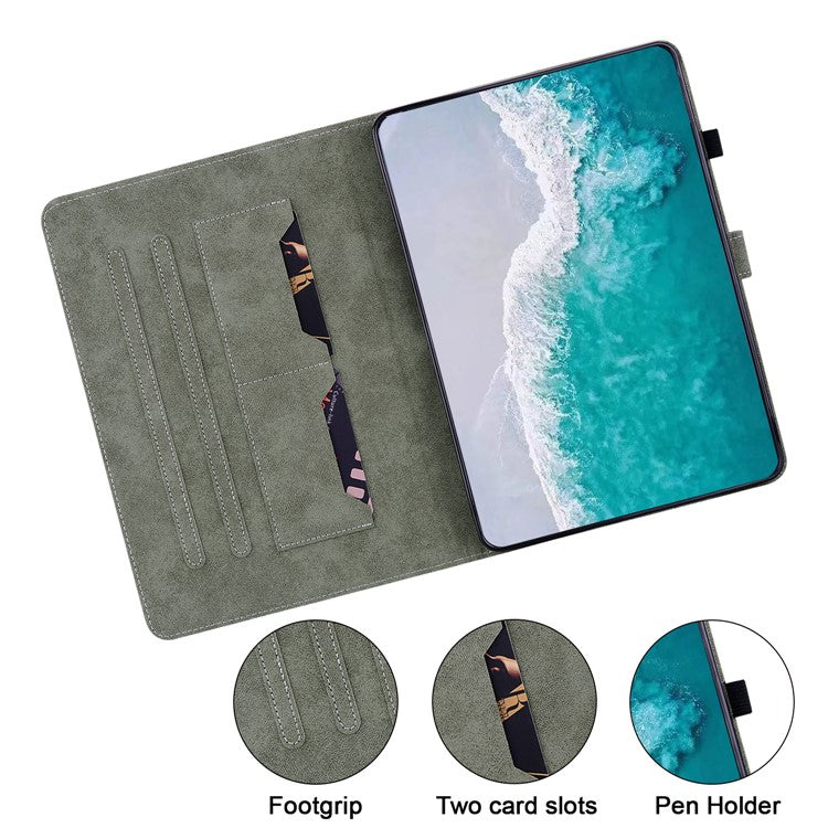 For Honor Pad V8 Pro Tablet Case PU Leather Tiger Pattern Stand Folio Protective Cover with Card Holder - Grey