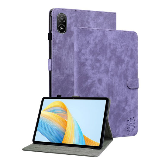 For Honor Pad V8 Pro Tablet Case PU Leather Tiger Pattern Stand Folio Protective Cover with Card Holder - Purple