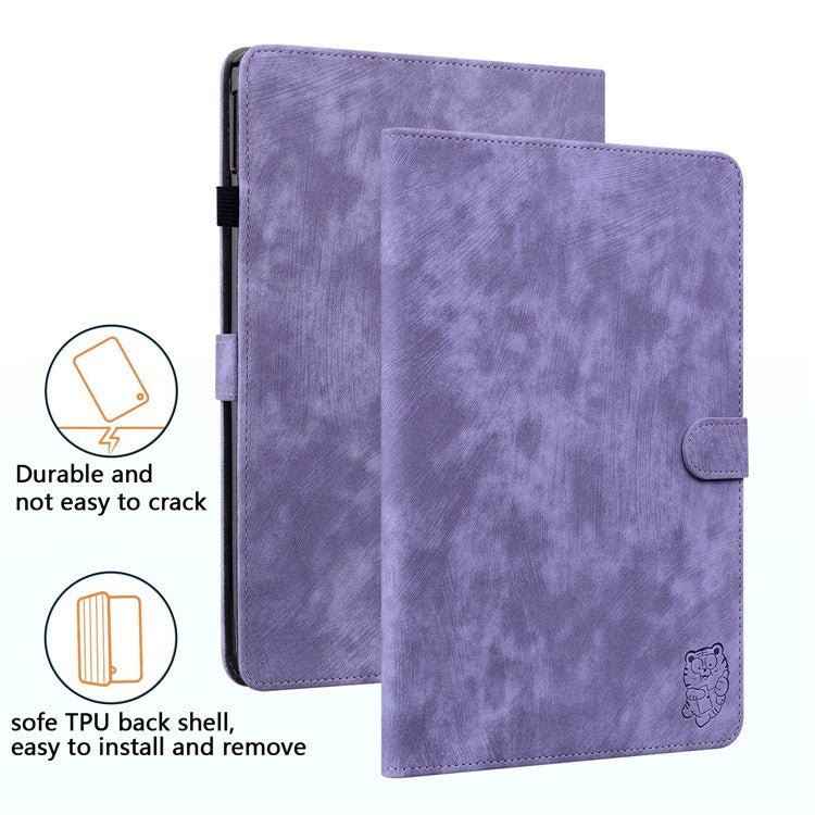 For Honor Pad V8 Pro Tablet Case PU Leather Tiger Pattern Stand Folio Protective Cover with Card Holder - Purple