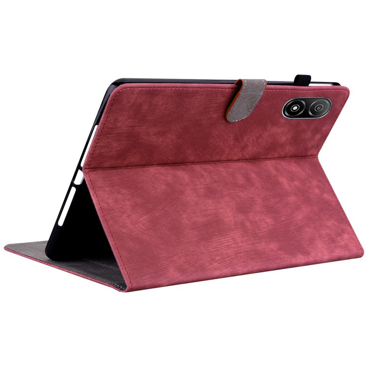 For Honor Pad V8 Pro Tablet Case PU Leather Tiger Pattern Stand Folio Protective Cover with Card Holder - Red
