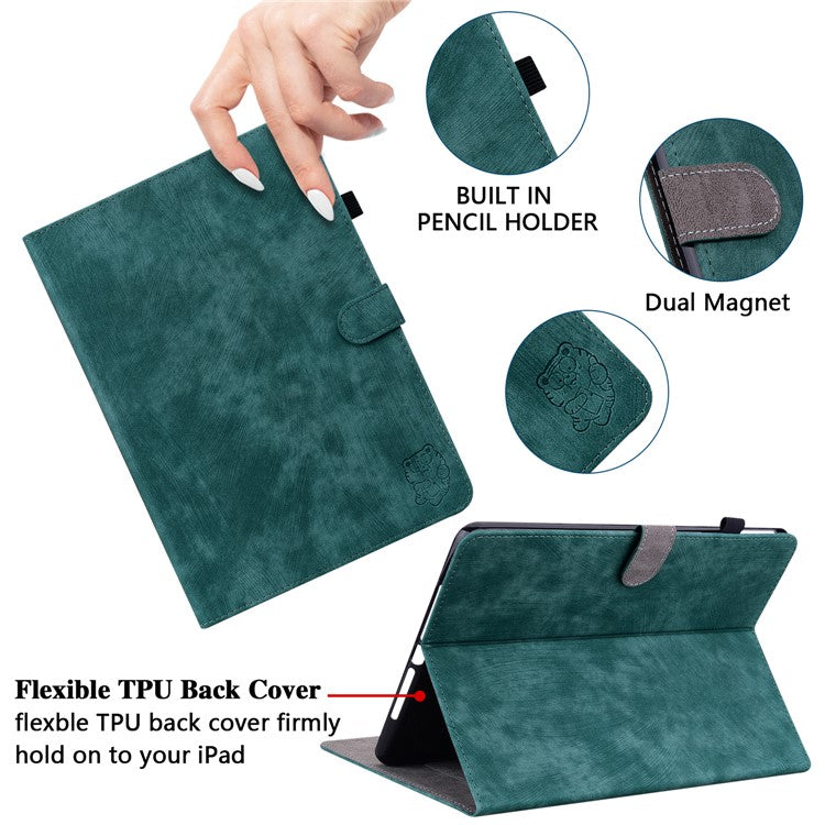 For Honor Pad V8 Pro Tablet Case PU Leather Tiger Pattern Stand Folio Protective Cover with Card Holder - Green