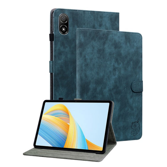 For Honor Pad V8 Pro Tablet Case PU Leather Tiger Pattern Stand Folio Protective Cover with Card Holder - Dark Blue