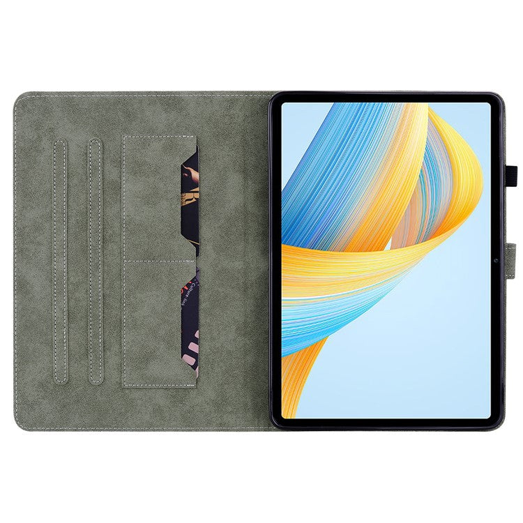 For Honor Pad V8 Pro Tablet Case PU Leather Tiger Pattern Stand Folio Protective Cover with Card Holder - Dark Blue