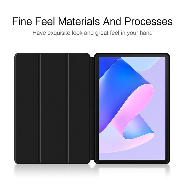 Tablet Case for Huawei MatePad 11 (2023) PU Leather TPU Trifold Stand Cover Protective Tablet Case - Black