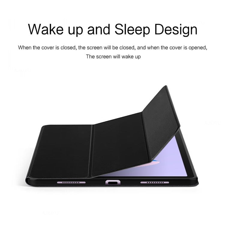 Tablet Case for Huawei MatePad 11 (2023) PU Leather TPU Trifold Stand Cover Protective Tablet Case - Black