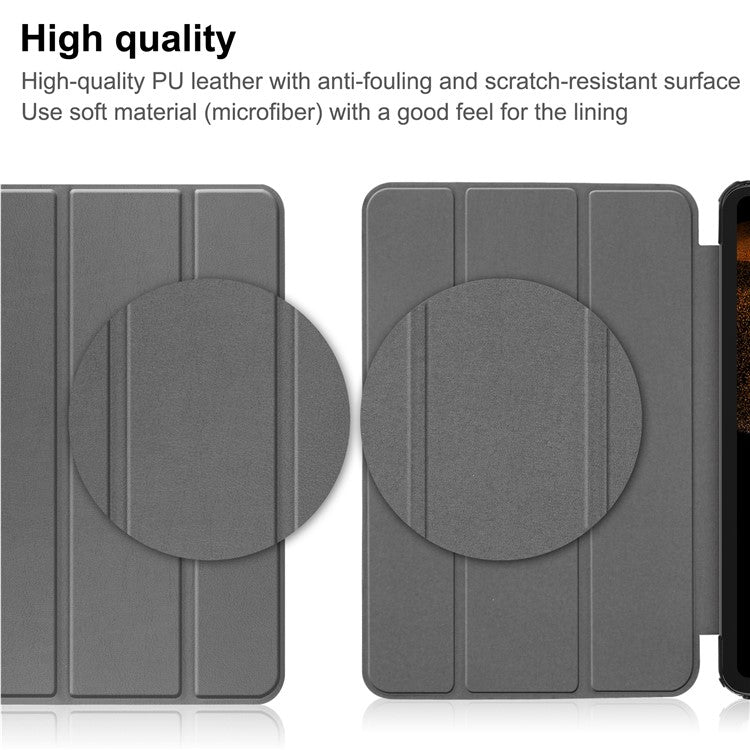 For Samsung Galaxy Tab S8 Ultra Tri-fold Stand Tablet Case Auto Wake / Sleep Leather Tablet Cover - Grey